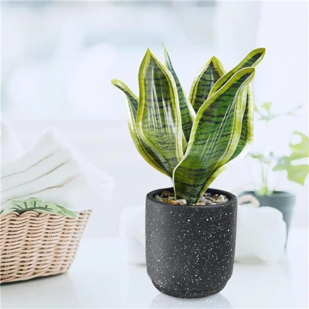 3 Pack Small Potted Artificial Plants Faux Greenery Rosemary Boxwood Snake Plant